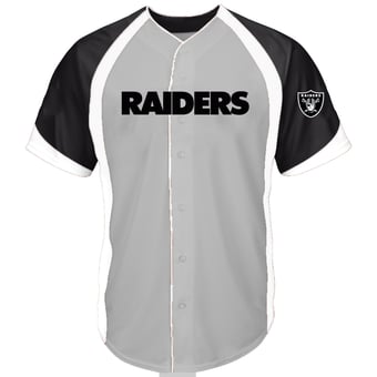 Men's Fanatics  Gray Las Vegas Raiders Big & Tall Button-Up Raglan Fashion Top