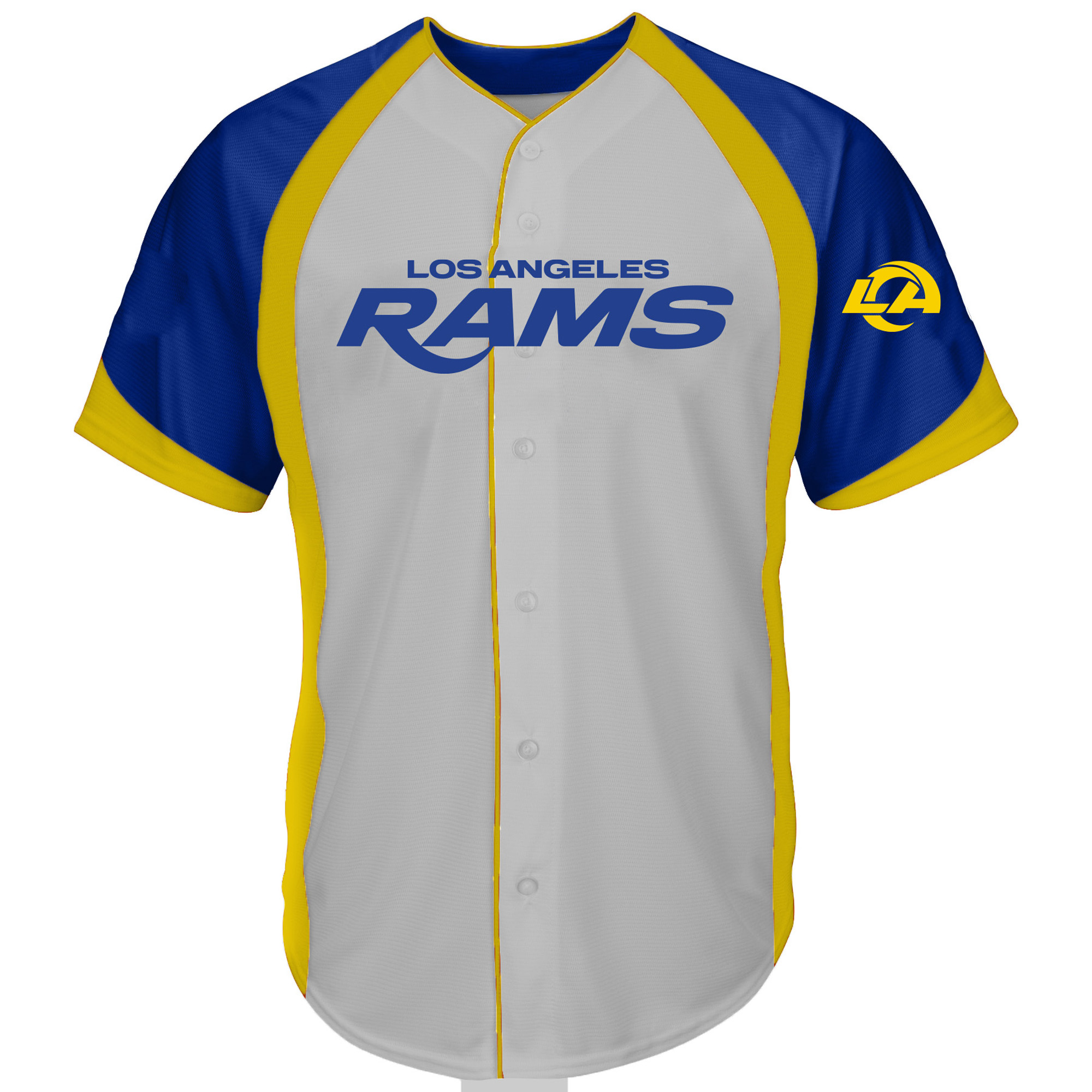 Men's Fanatics  Gray Los Angeles Rams Big & Tall Button-Up Raglan Fashion Top