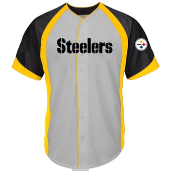 Men's Fanatics  Gray Pittsburgh Steelers Big & Tall Button-Up Raglan Fashion Top
