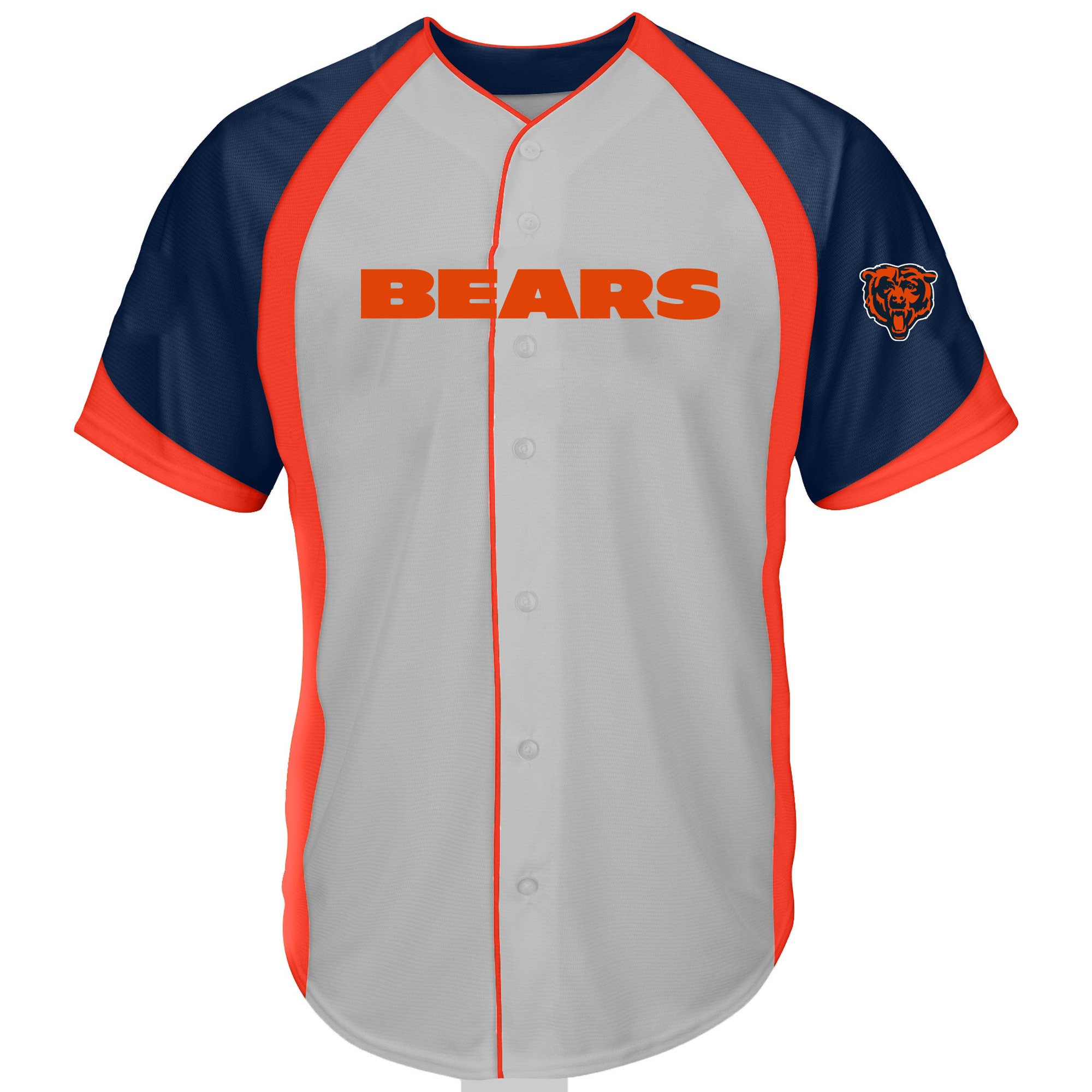 Men's Fanatics  Gray Chicago Bears Big & Tall Button-Up Raglan Fashion Top