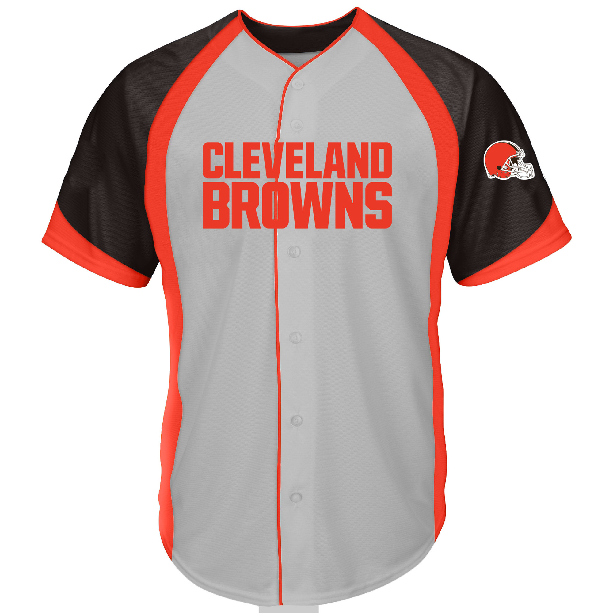 Men's Fanatics  Gray Cleveland Browns Big & Tall Button-Up Raglan Fashion Top