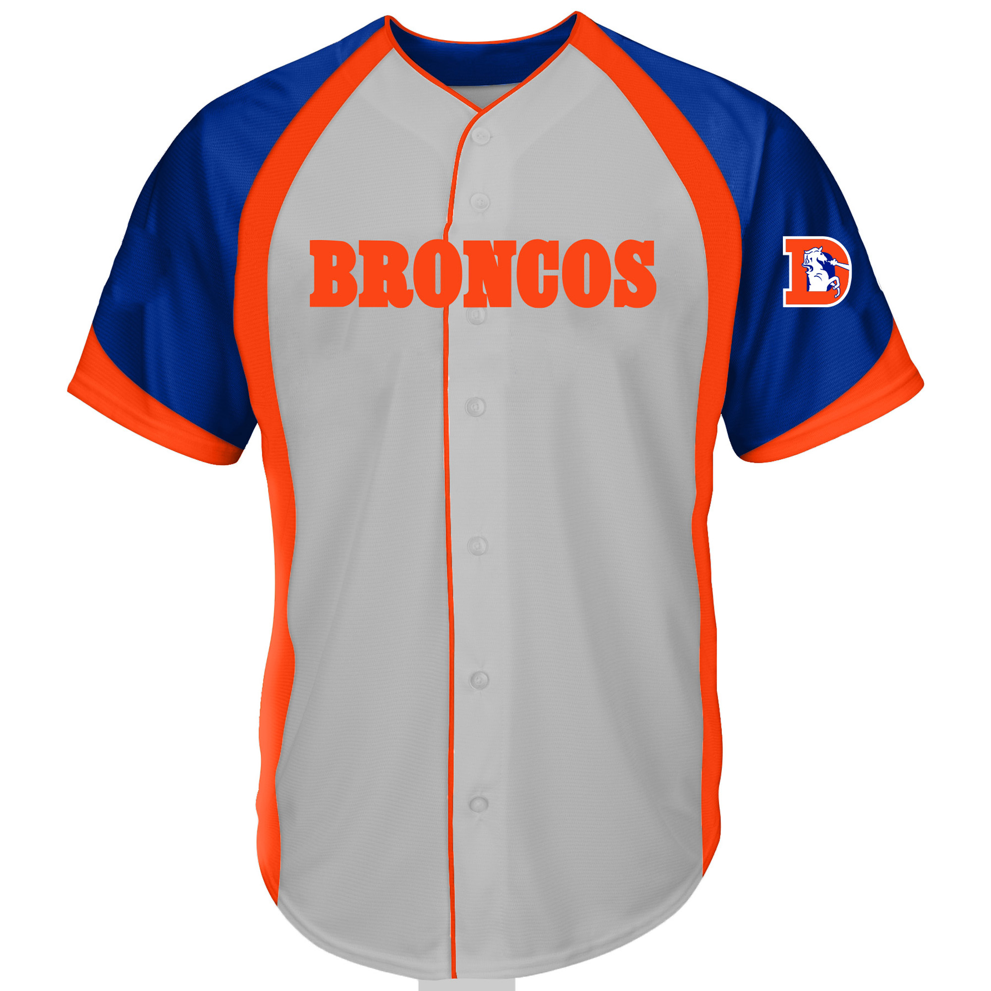 Men's Fanatics  Gray Denver Broncos Big & Tall Button-Up Raglan Fashion Top
