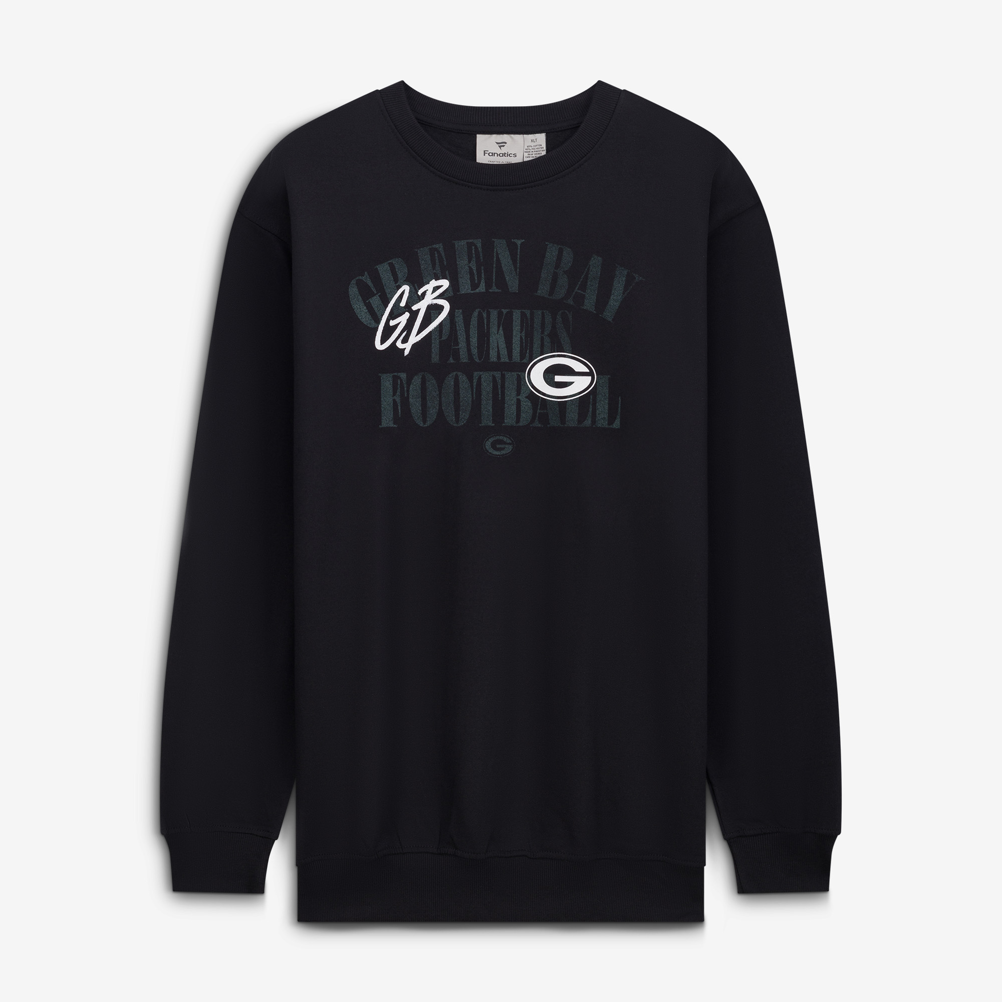 Men's Fanatics Black Green Bay Packers Big & Tall Relaxed Halftime Lead Sweatshirt