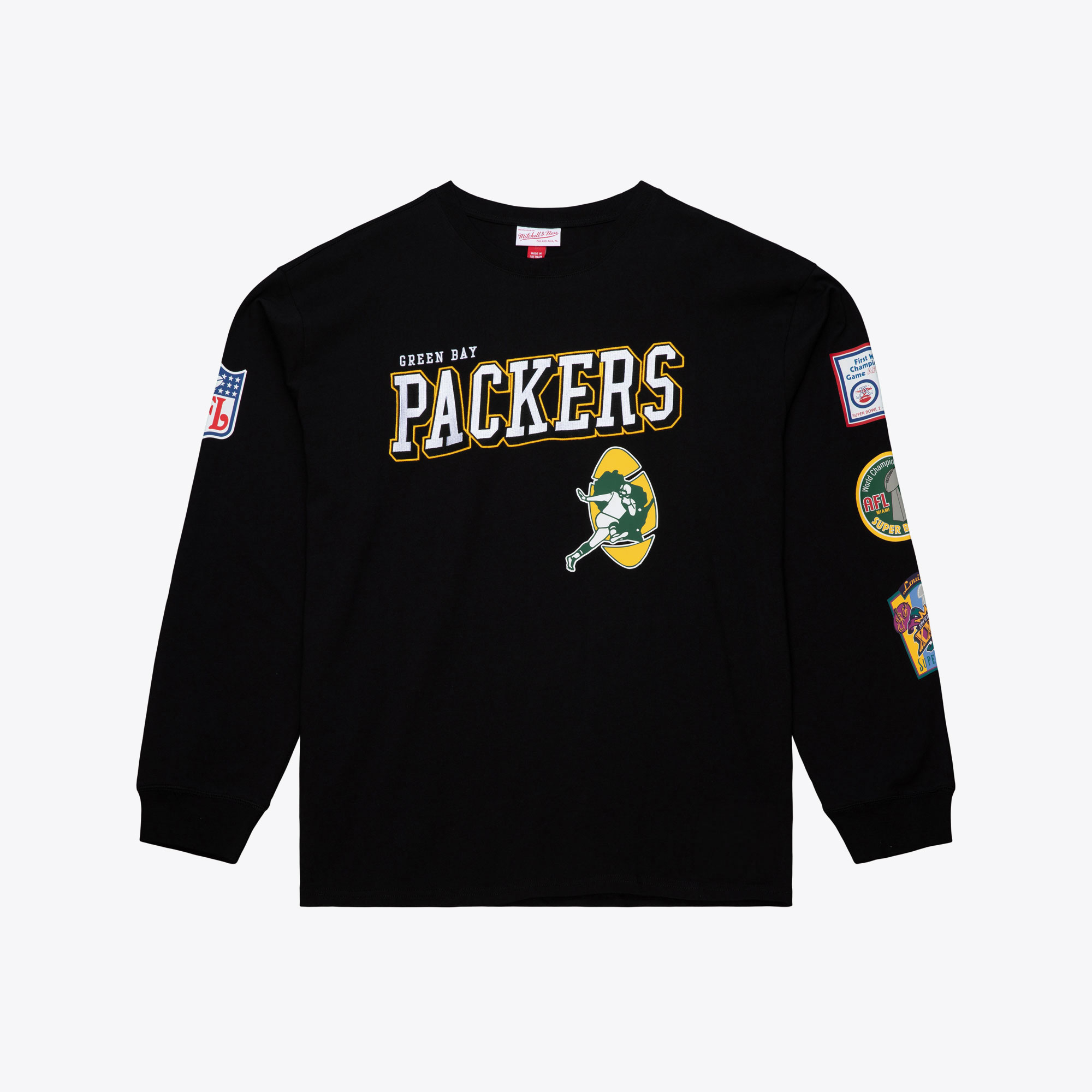 Men's Mitchell & Ness Black Green Bay Packers Big & Tall Training Camp Long Sleeve T-Shirt