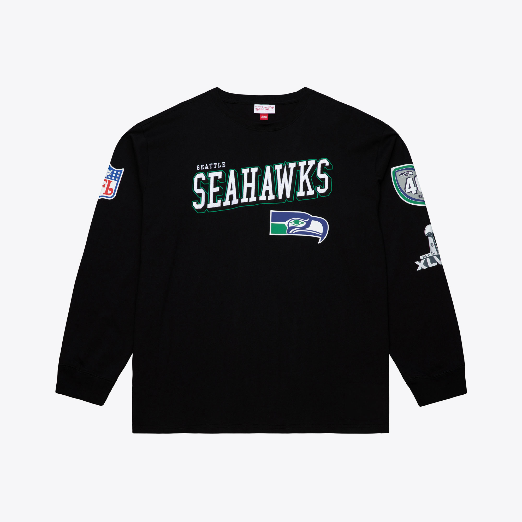 Men's Mitchell & Ness Black Seattle Seahawks Big & Tall Training Camp Long Sleeve T-Shirt