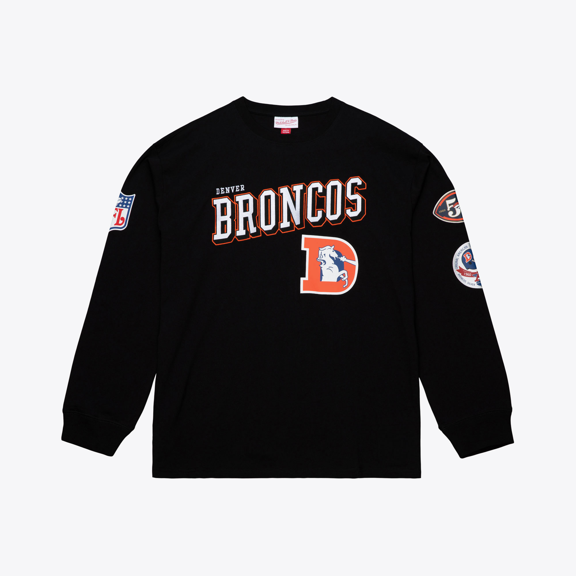 Men's Mitchell & Ness Black Denver Broncos Big & Tall Training Camp Long Sleeve T-Shirt