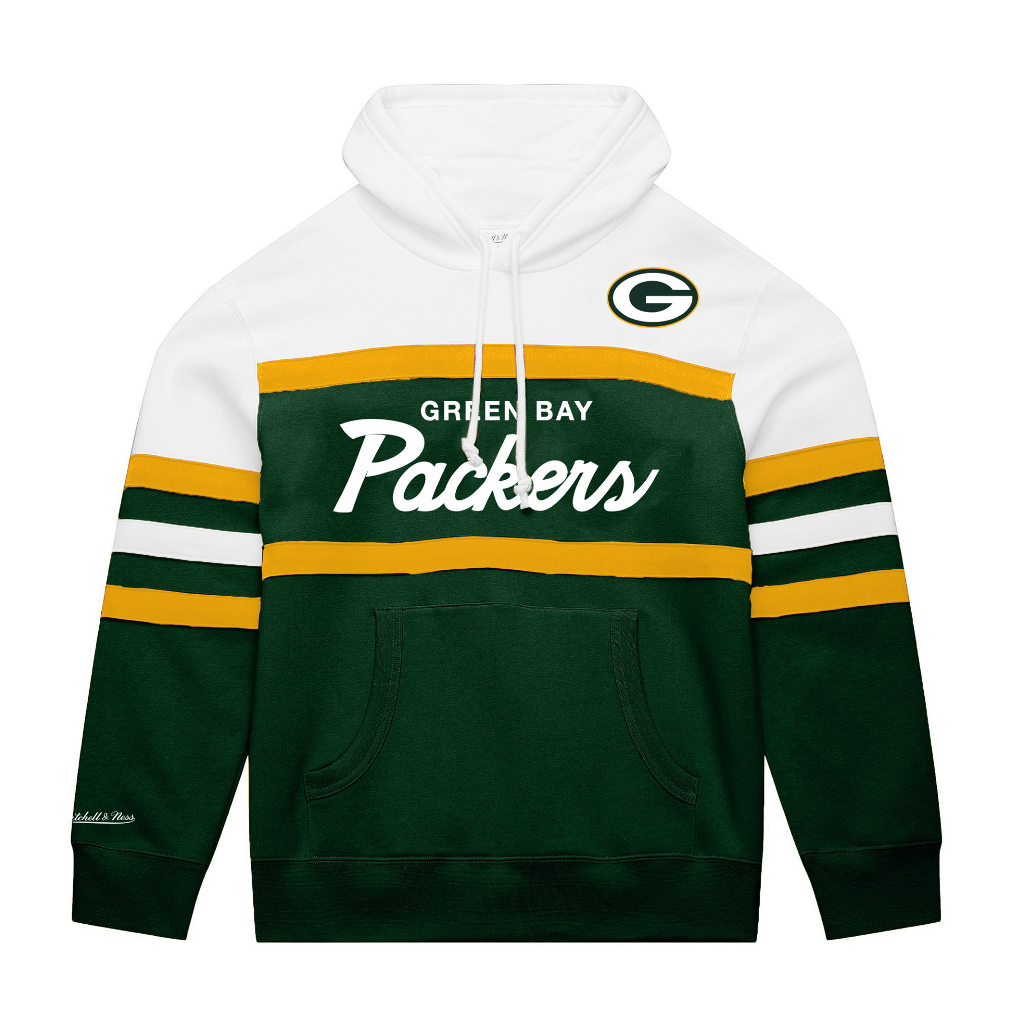 Mitchell & Ness Men's White/Green Bay Packers Big & Tall Head Coach Hoodie - White, Green