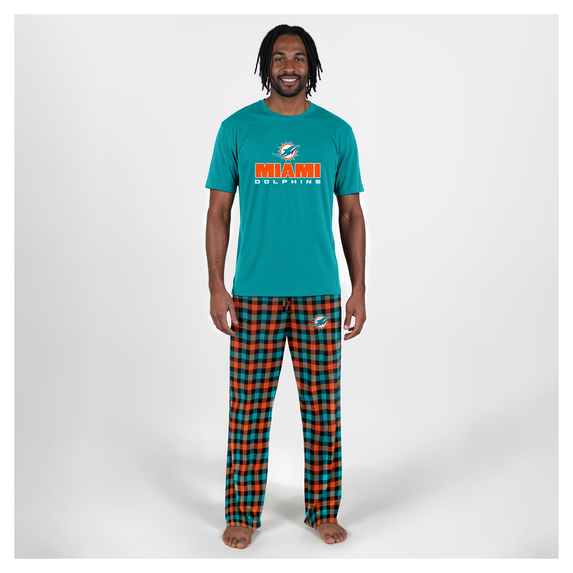 Men's Concepts Sport  Aqua Miami Dolphins Big & Tall Highland Sleep Set