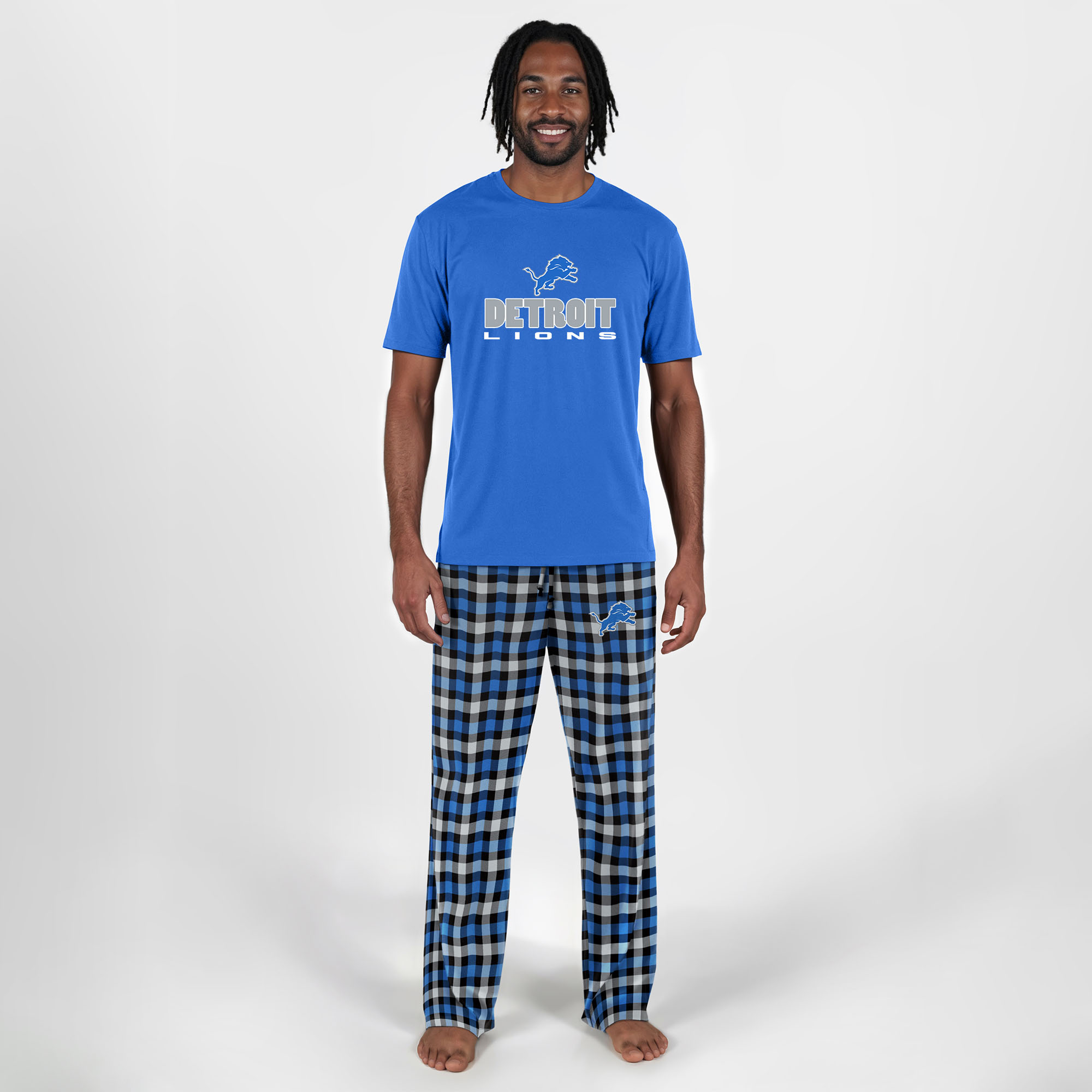 Men's Concepts Sport Blue Detroit Lions Big & Tall Highland Sleep Set