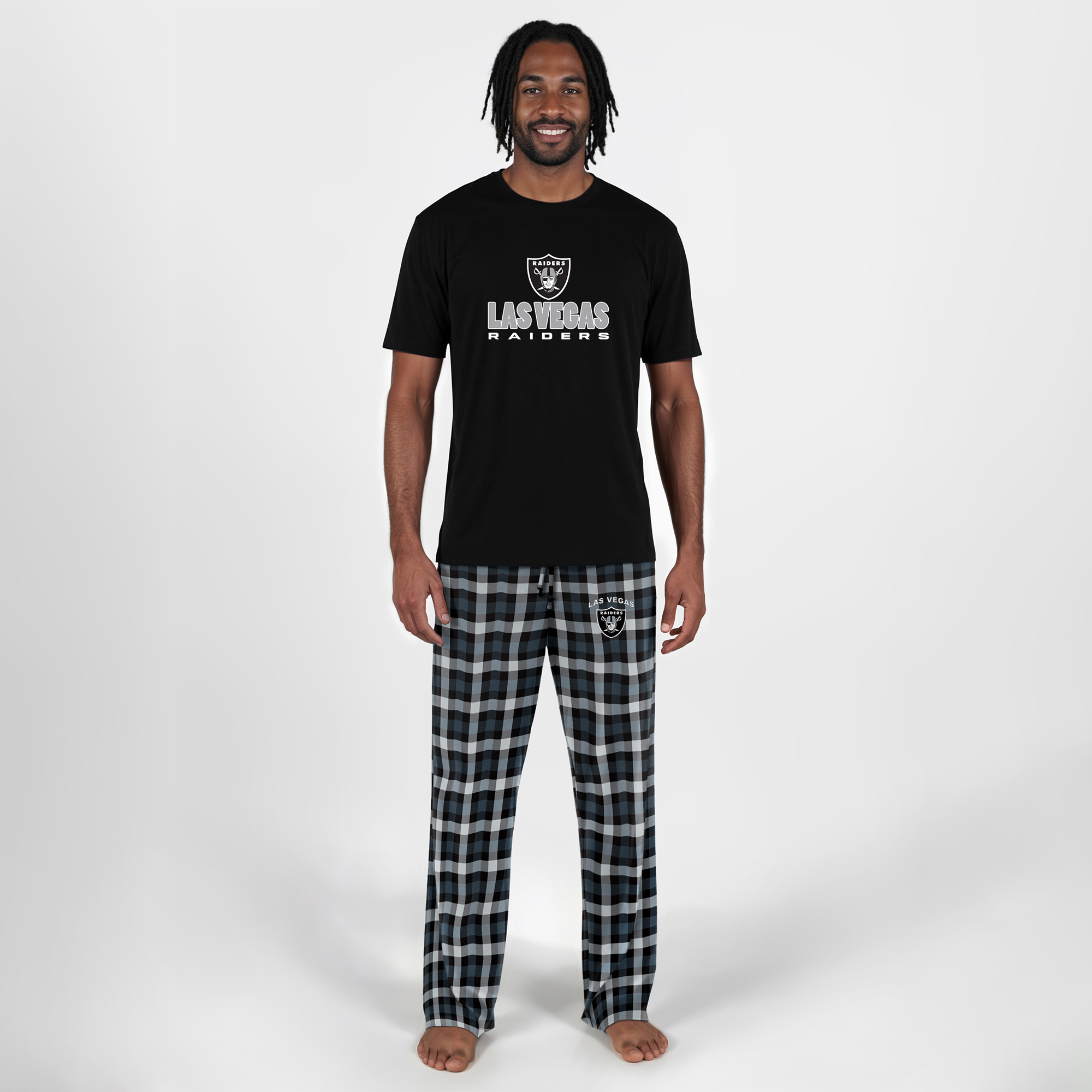 Men's Concepts Sport Black Las Vegas Raiders Big & Tall Highland Sleep Set