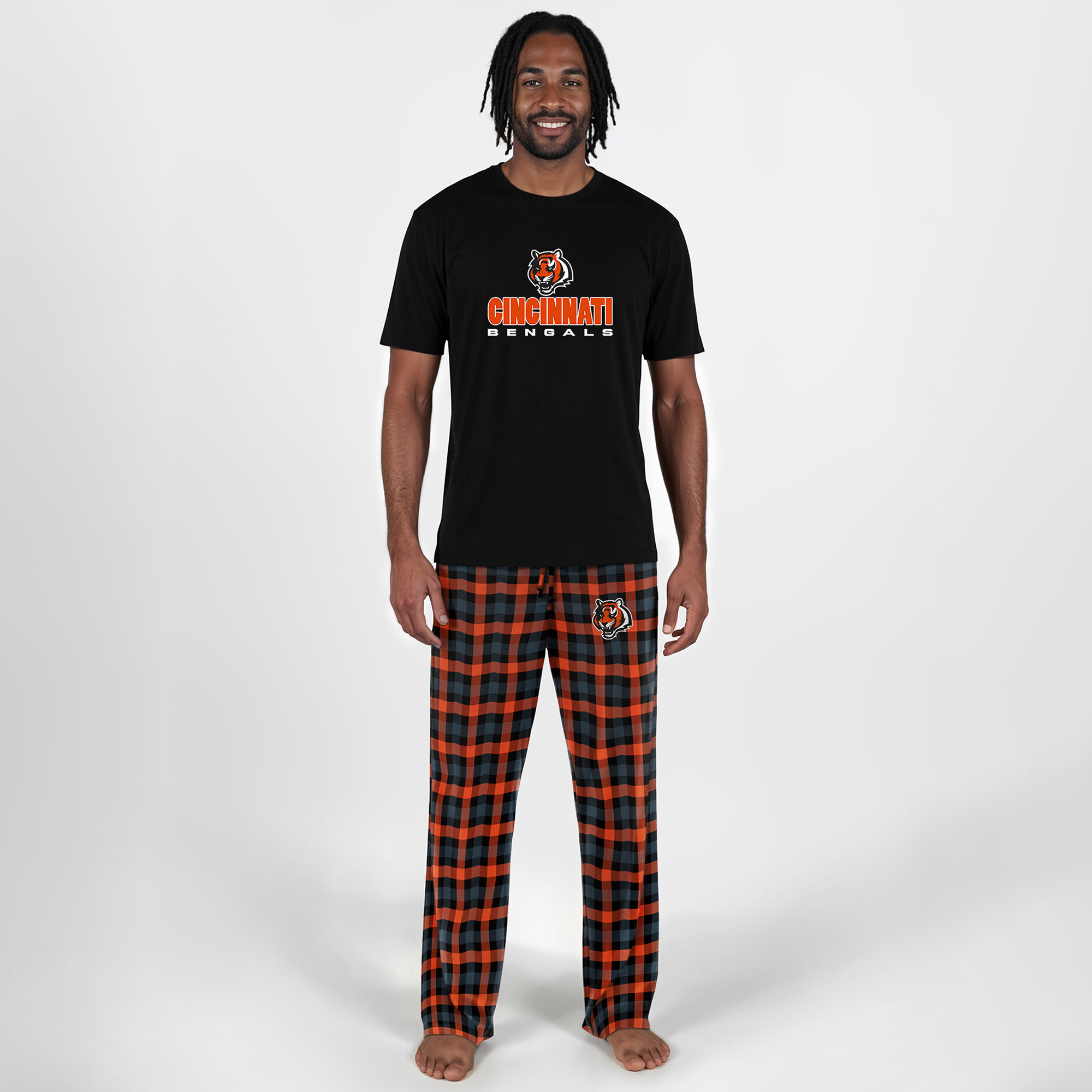 Men's Concepts Sport  Black Cincinnati Bengals Big & Tall Highland Sleep Set