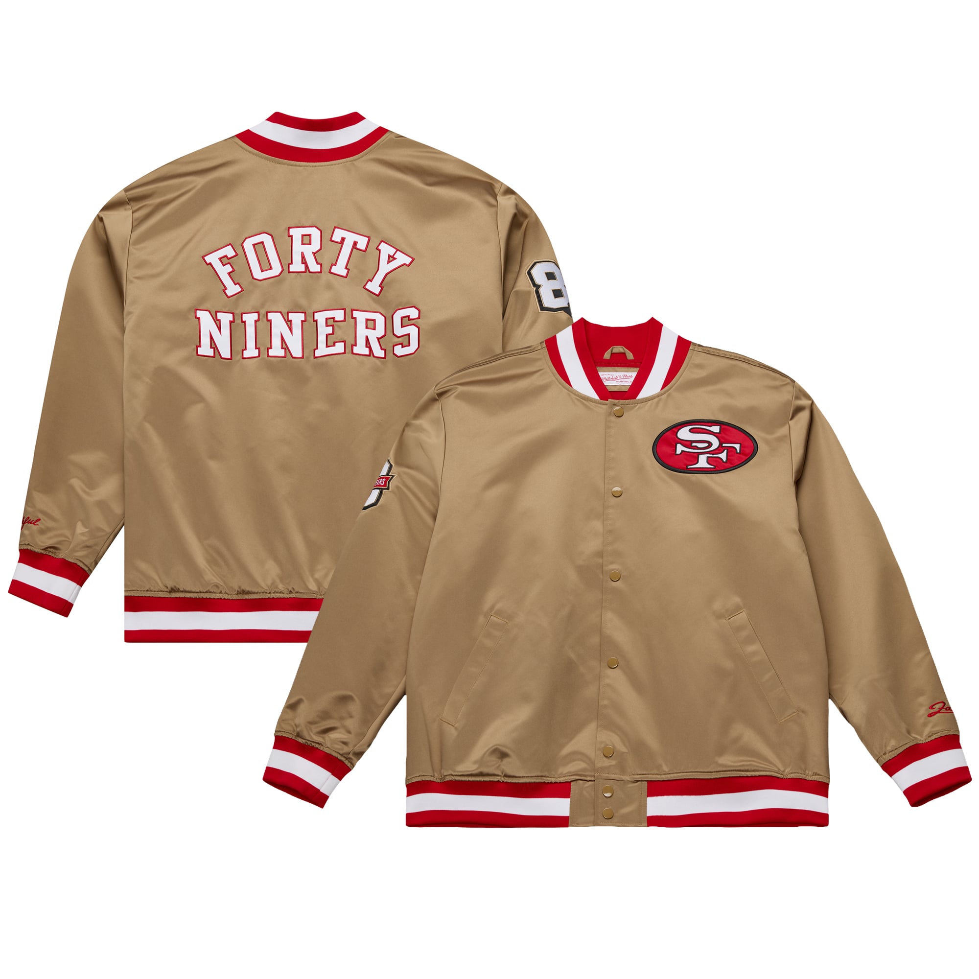 Men's Mitchell & Ness Gold San Francisco 49ers Big & Tall 80th Anniversary Heavyweight Satin Full-Snap Jacket