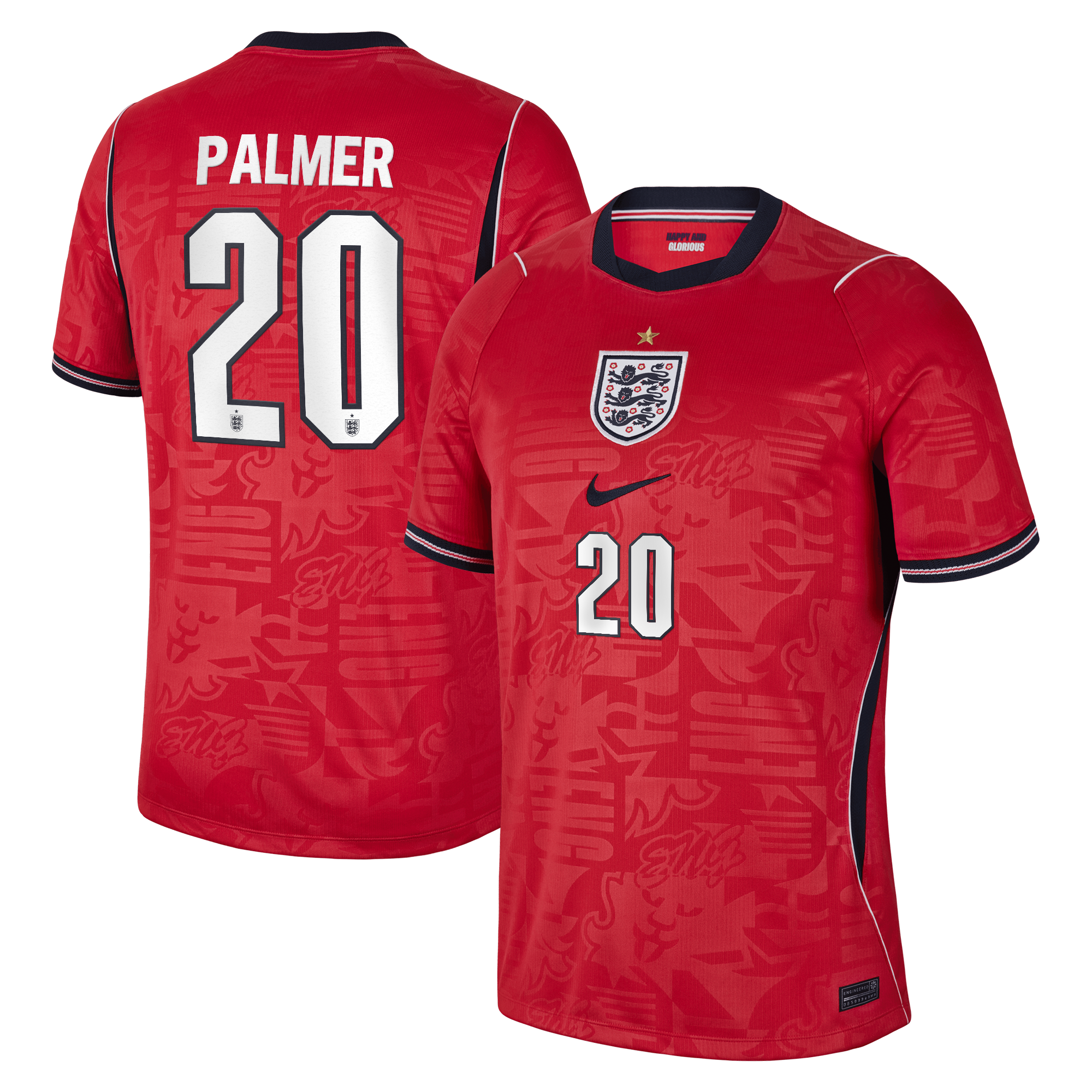 Men's Nike Cole Palmer Red England National Team 2026 Away Stadium Replica Jersey