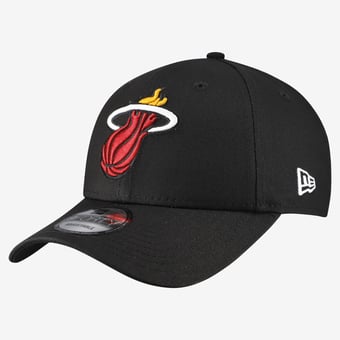 Men's New Era  Black Miami Heat Team 9FORTY Adjustable Hat
