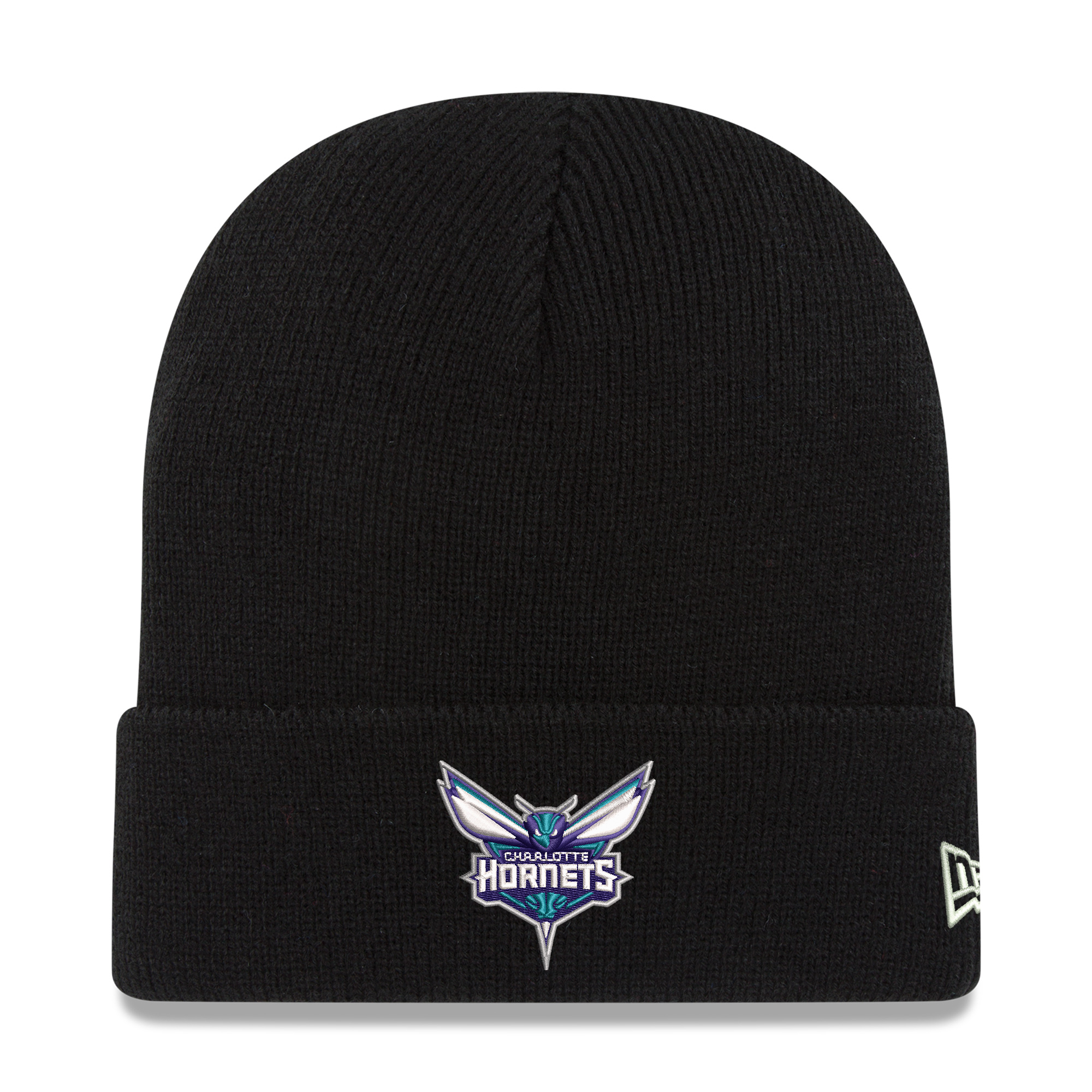 Men's New Era Black Charlotte Hornets Cuffed Knit Hat