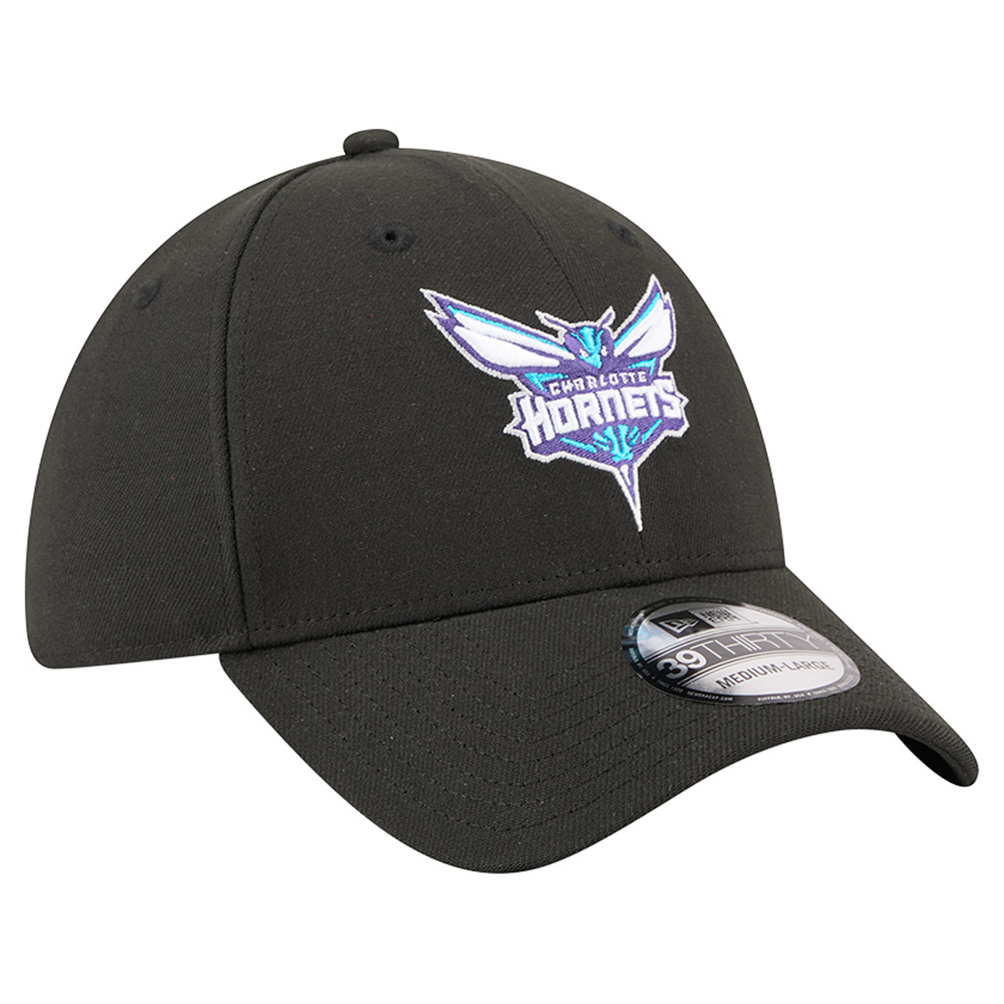 New Era Men's Black Charlotte Hornets 39THIRTY Flex Hat - Black