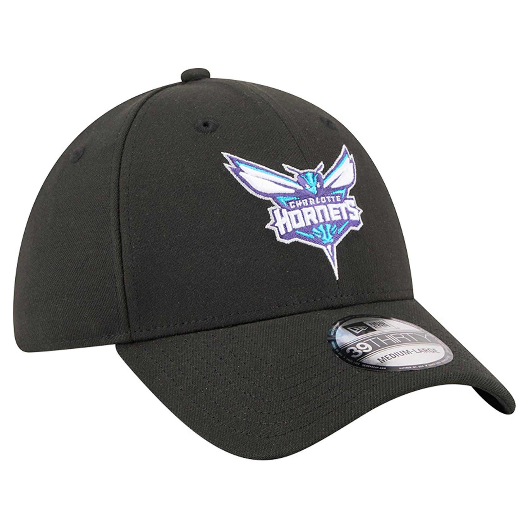 New Era Men's Black Charlotte Hornets 39THIRTY Flex Hat - Black