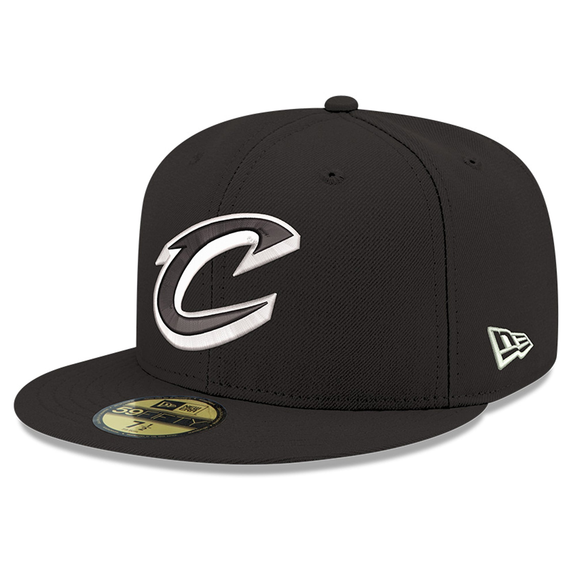 Men's New Era Black/White Cleveland Cavaliers 59FIFTY Fitted Hat
