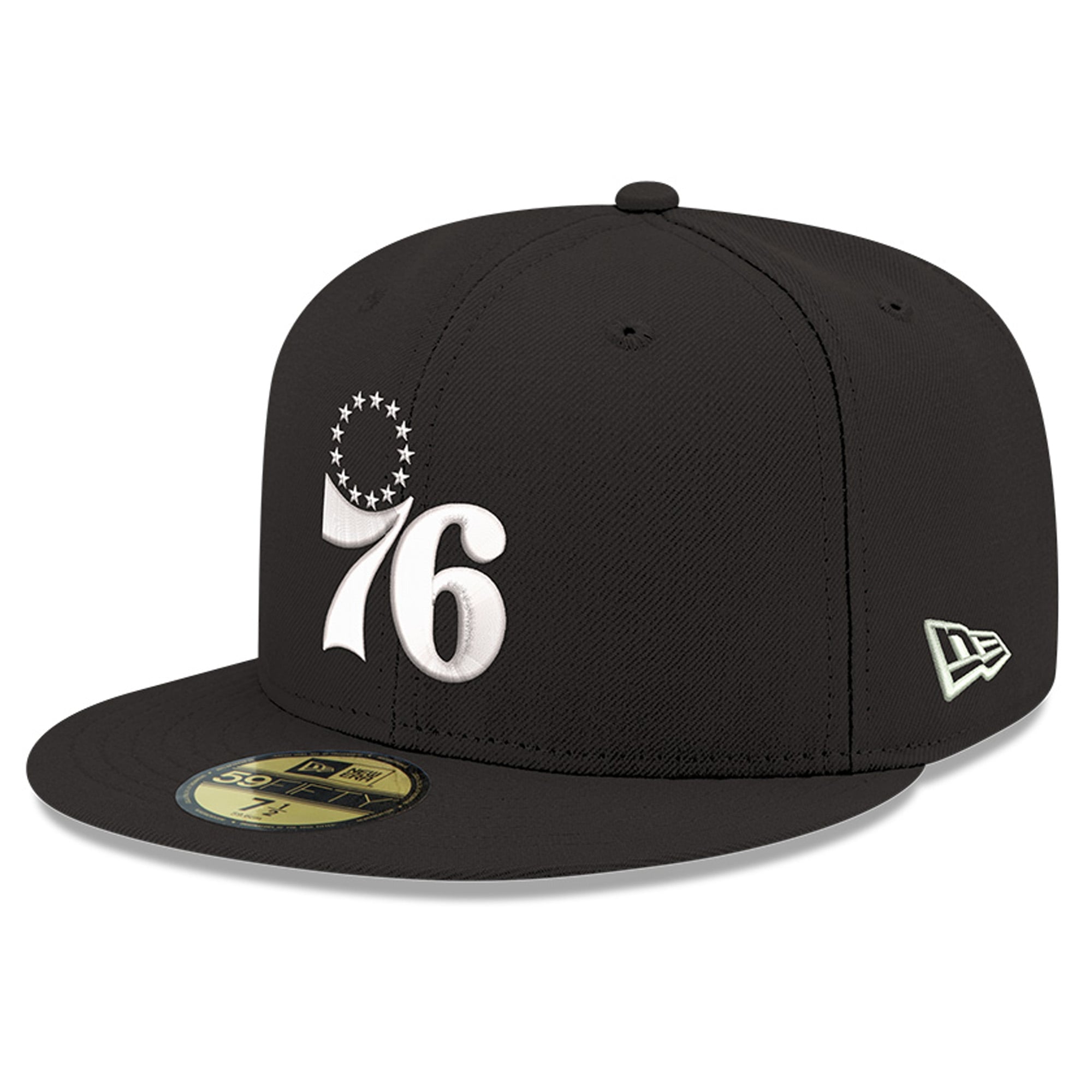 New Era Men's Black Philadelphia 76ers 59FIFTY Fitted Hat - Black, White