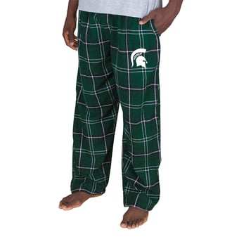 Men's Fanatics Green/Black Michigan State Spartans Big & Tall Ultimate Plaid Flannel Pajama Pants