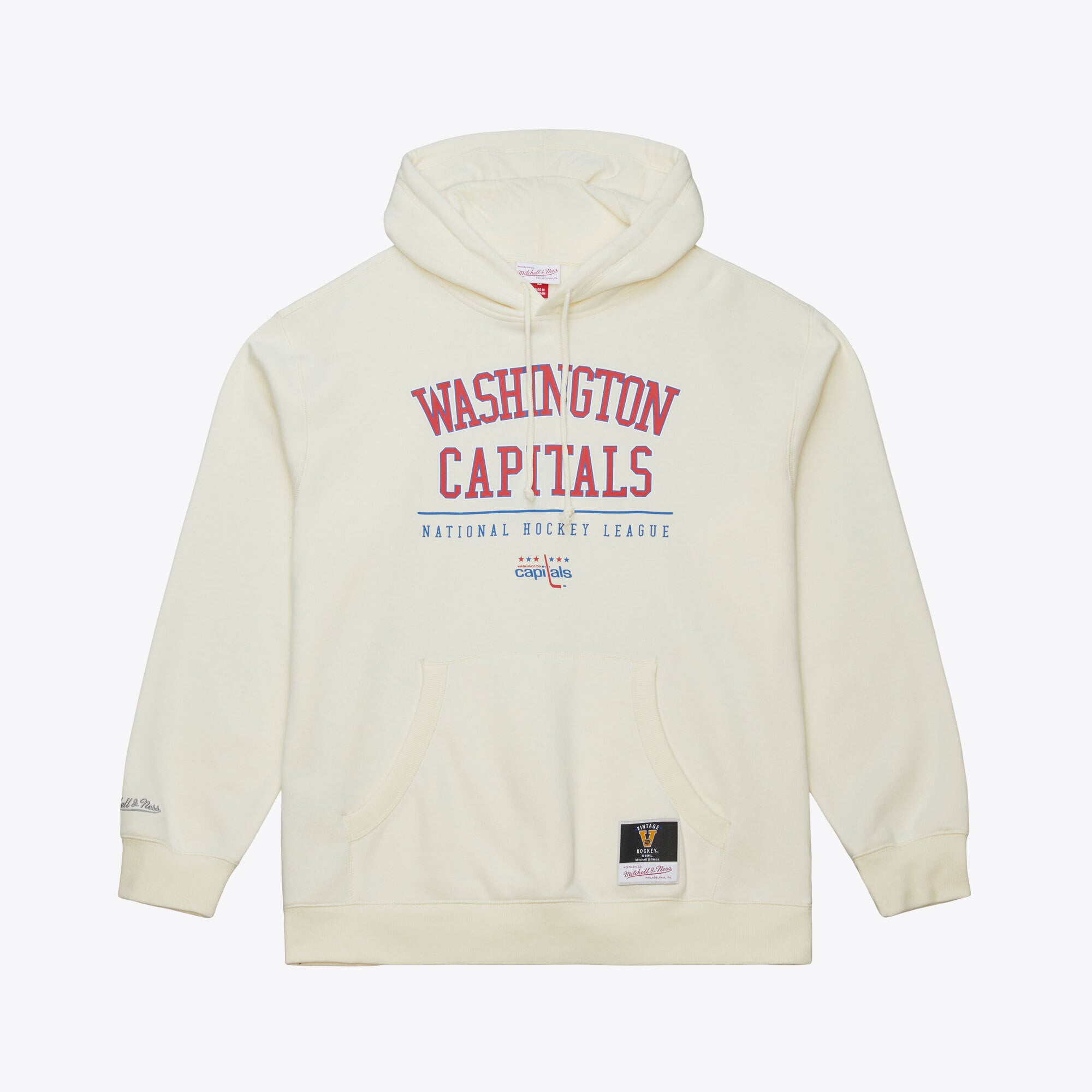 Men's Mitchell & Ness  Cream Washington Capitals Walk-Off Vintage Logo Fleece Hoodie