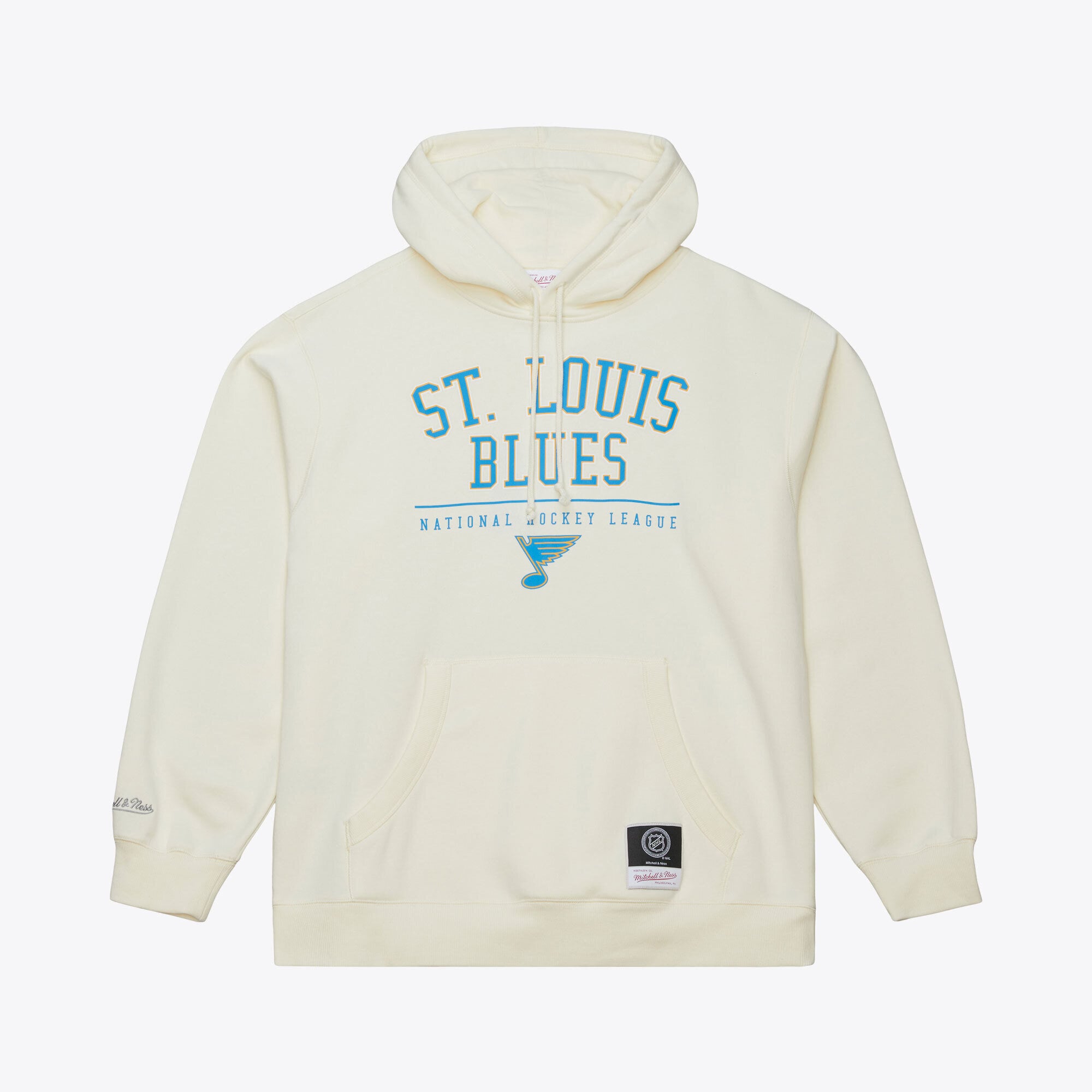 Men's Mitchell & Ness  Cream St. Louis Blues Walk-Off Vintage Logo Fleece Hoodie