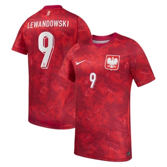 Men's Nike Robert Lewandowski Red Poland National Team 2026 Away Stadium Replica Jersey