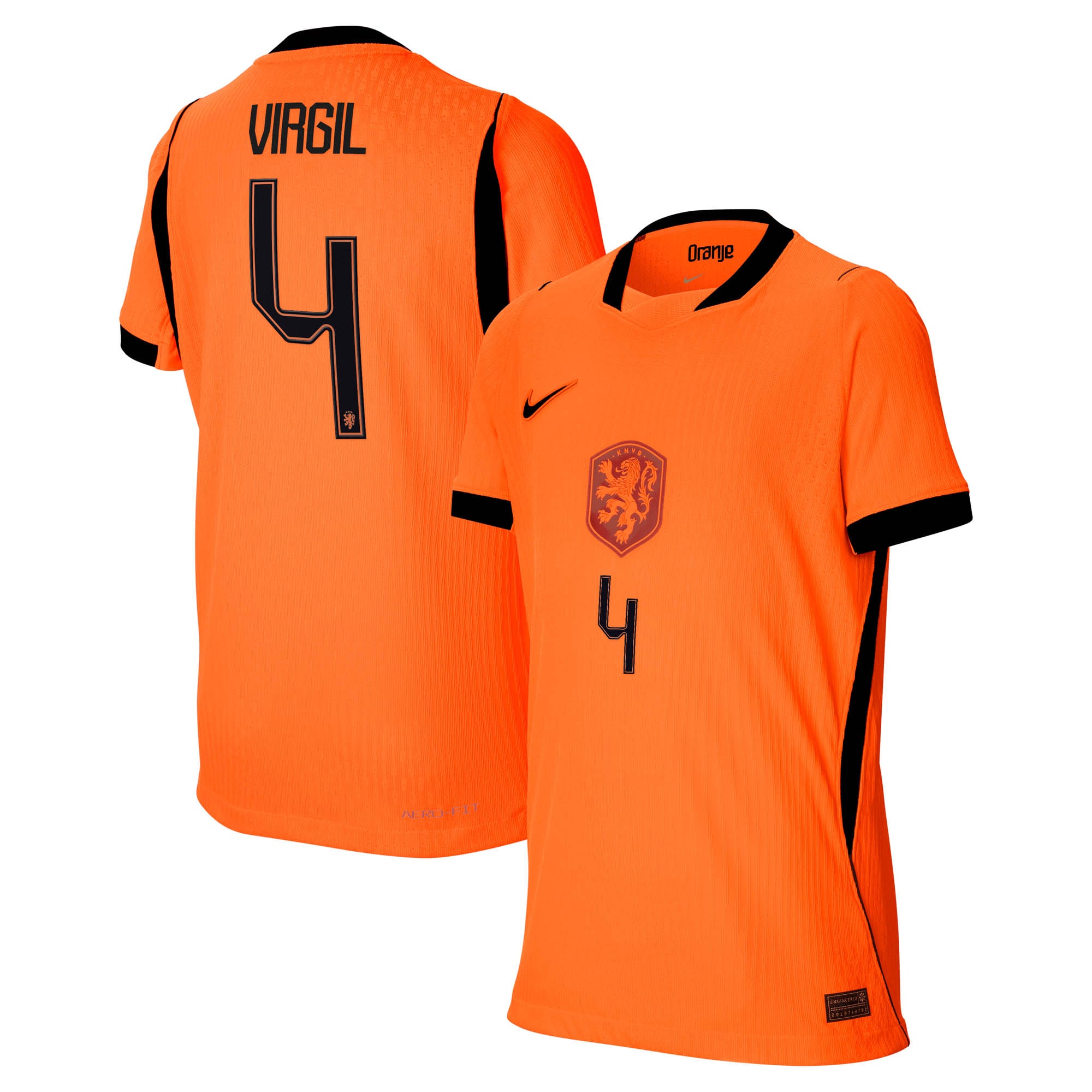 Youth Nike Virgil van Dijk Orange Netherlands National Team 2026 Home Match Authentic Jersey