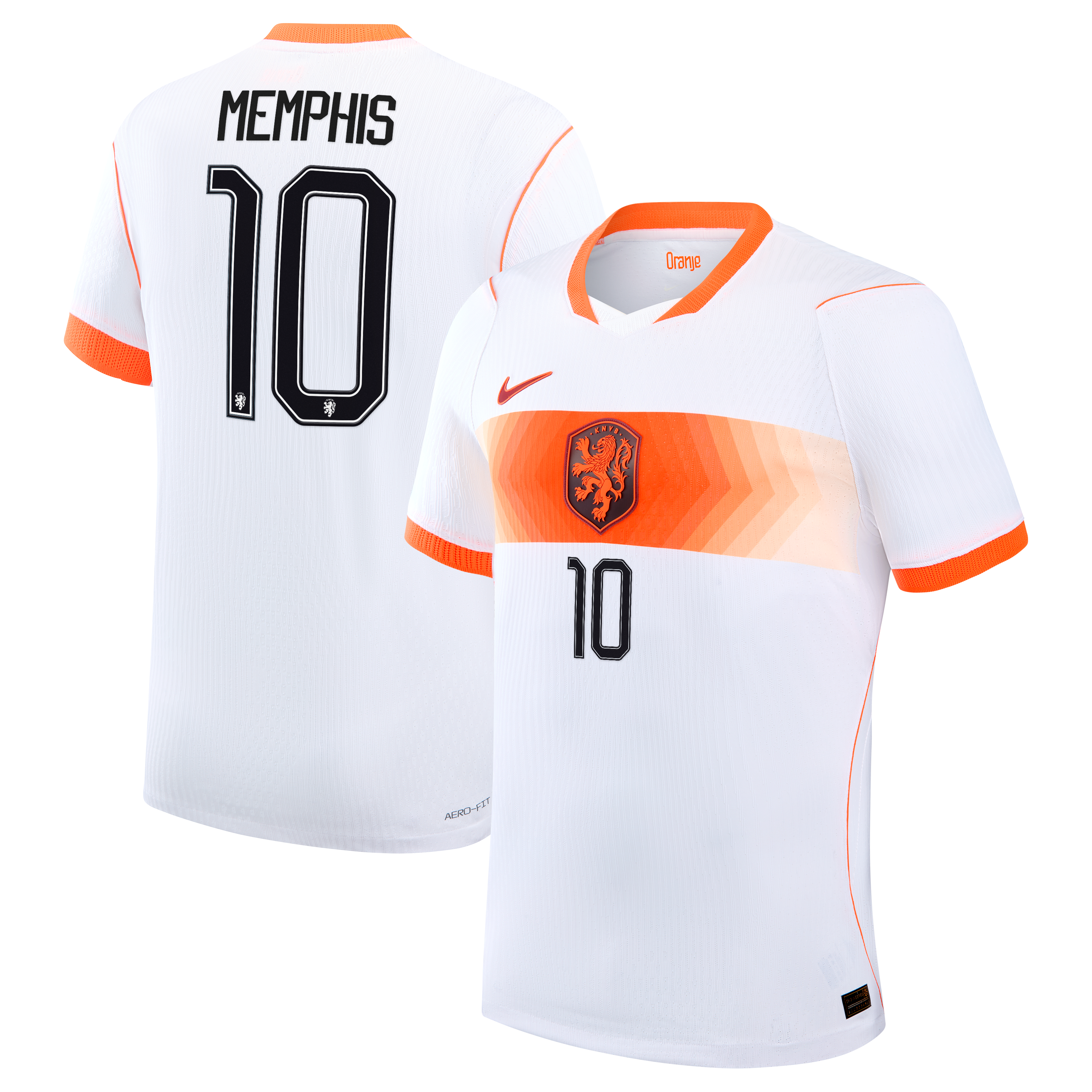 Men's Nike Memphis Depay White Netherlands National Team 2026 Away Match Authentic Jersey