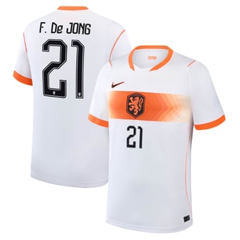 Men's Nike Frenkie de Jong White Netherlands National Team 2026 Away Stadium Replica Jersey