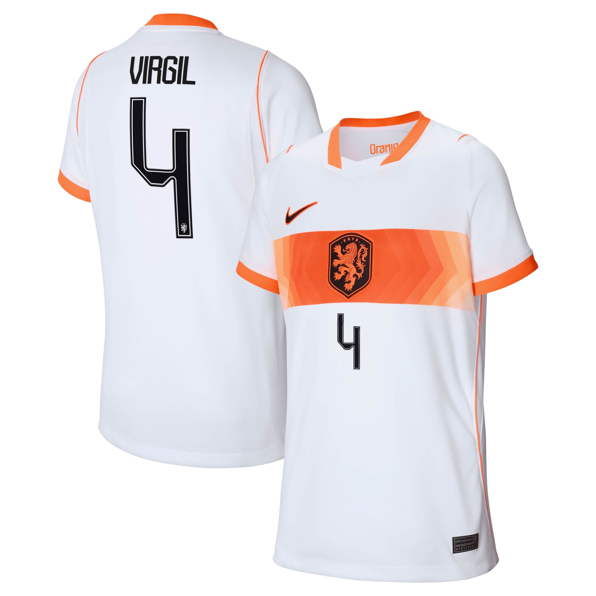 Youth Nike Virgil van Dijk White Netherlands National Team 2026 Away Stadium Replica Jersey