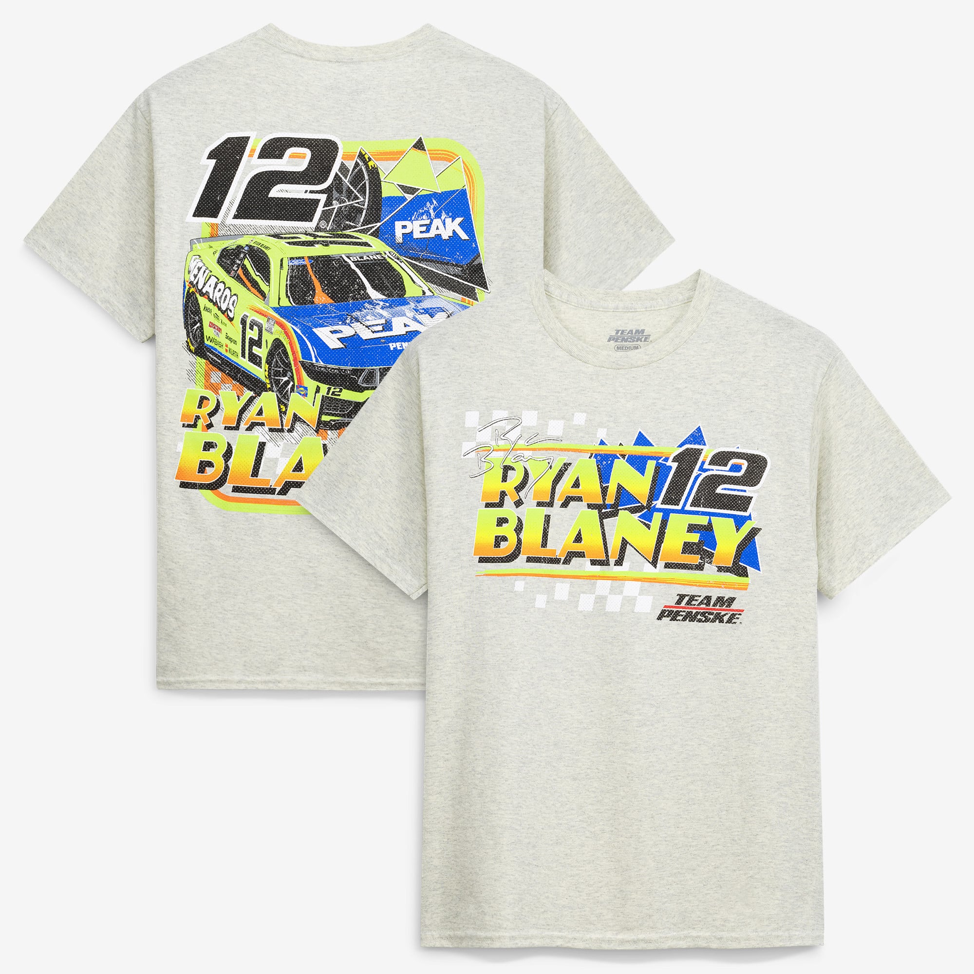 Men’s Team Penske Heather Oatmeal Ryan Blaney #12 Peak T-Shirt Men’s Team Penske Heather Oatmeal Ryan Blaney #12 Peak T-Shirt