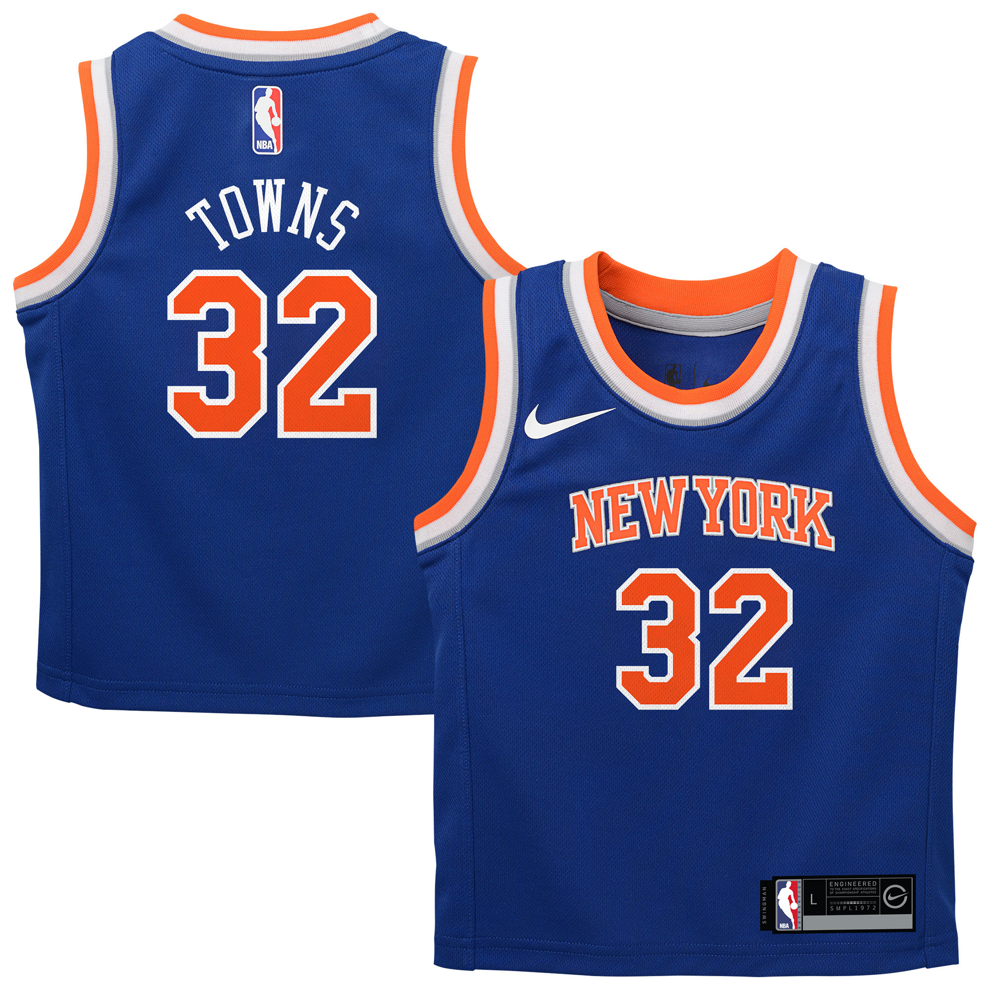 Nike Baby Boys' and Girls' Karl-Anthony Towns Blue New York Knicks Replica Swingman Icon Edition Jersey - Blue