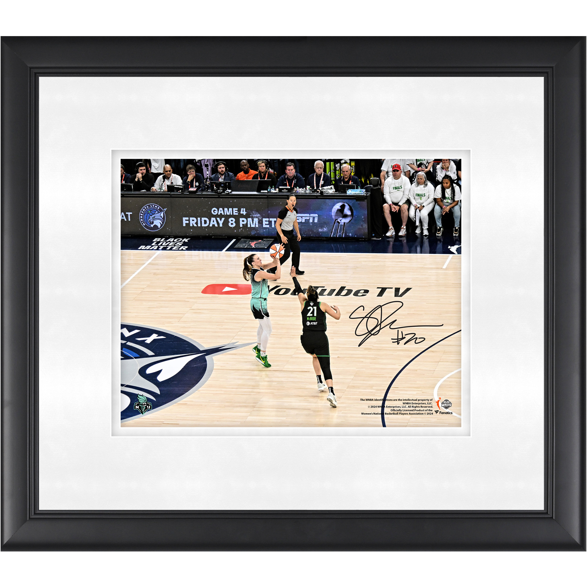 Sabrina Ionescu New York Liberty Autographed Framed 8" x 10" 2024 WNBA Finals Game 3 Game Winning Three Pointer Photograph