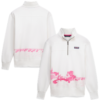 Women's Vineyard Vines  White Kentucky Derby Surf Terry Quarter-Zip Shep Shirt