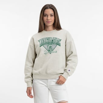 Women's Champion  Oatmeal Michigan State Spartans All-Star Weave Sweatshirt