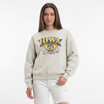Women's Champion  Oatmeal Iowa Hawkeyes All-Star Weave Sweatshirt