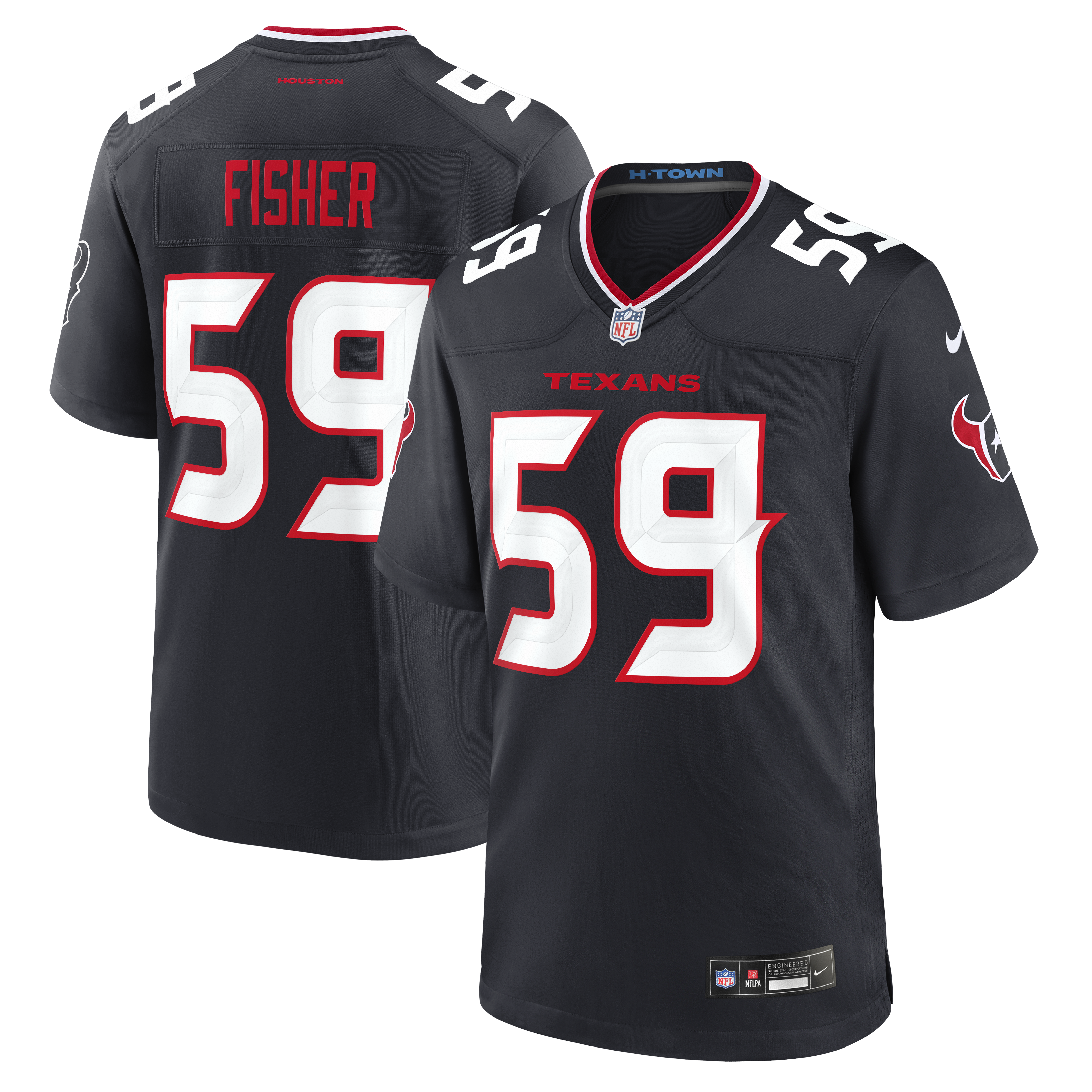 Men's Nike Aiden Fisher Navy Houston Texans Game Player Jersey