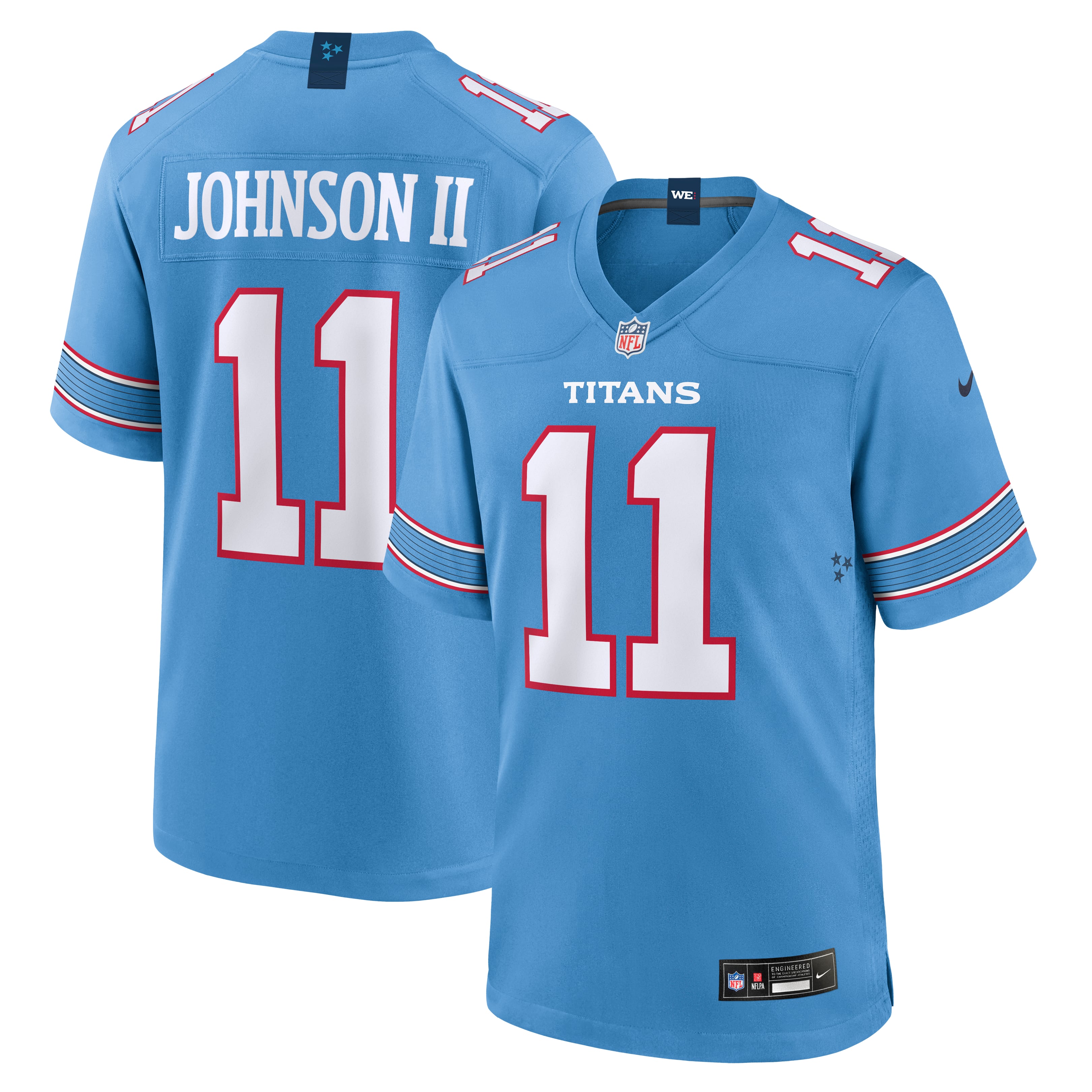 Men's Nike Jermaine Johnson II Light Blue Tennessee Titans Team Game Jersey