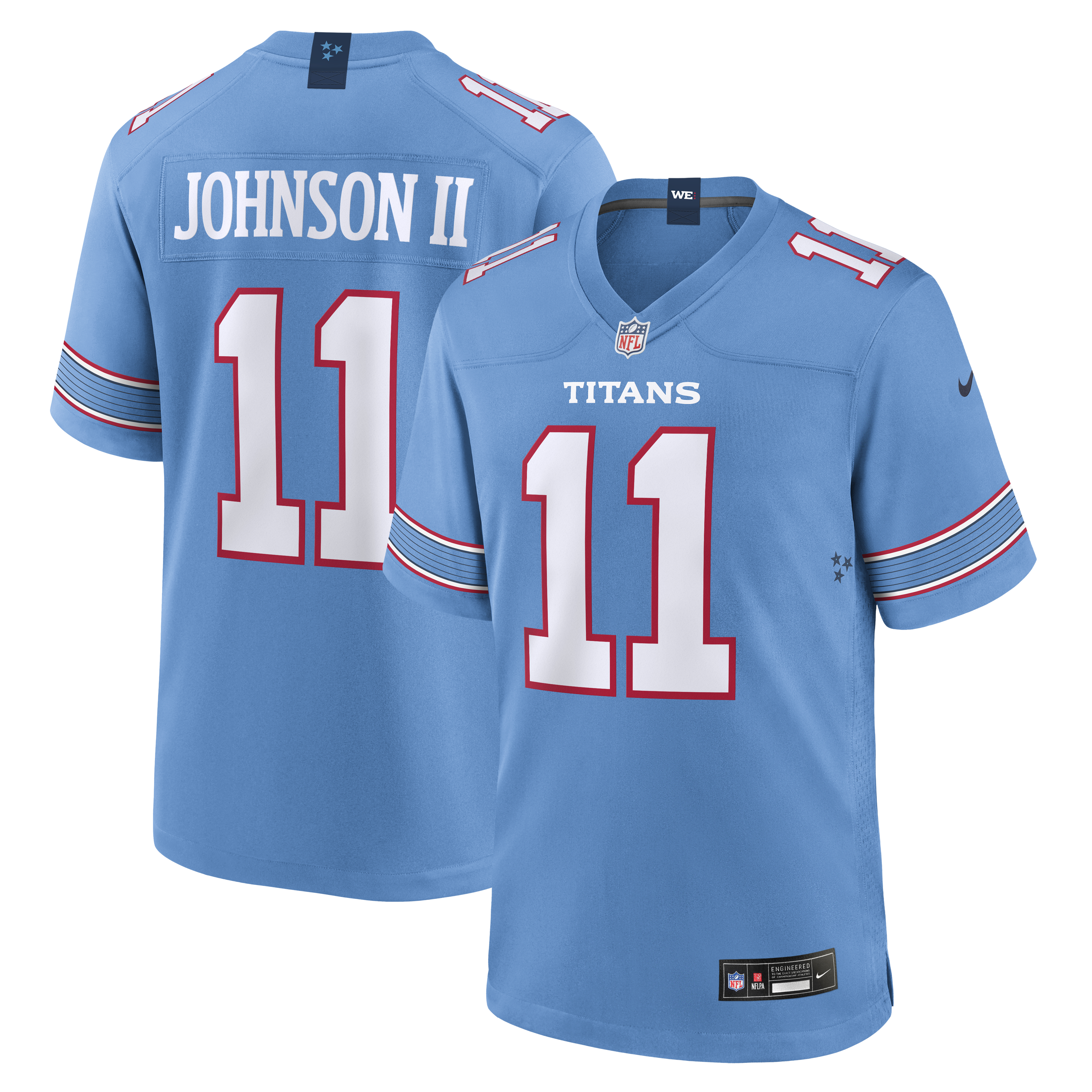 Men's Nike Jermaine Johnson II Light Blue Tennessee Titans Team Game Jersey