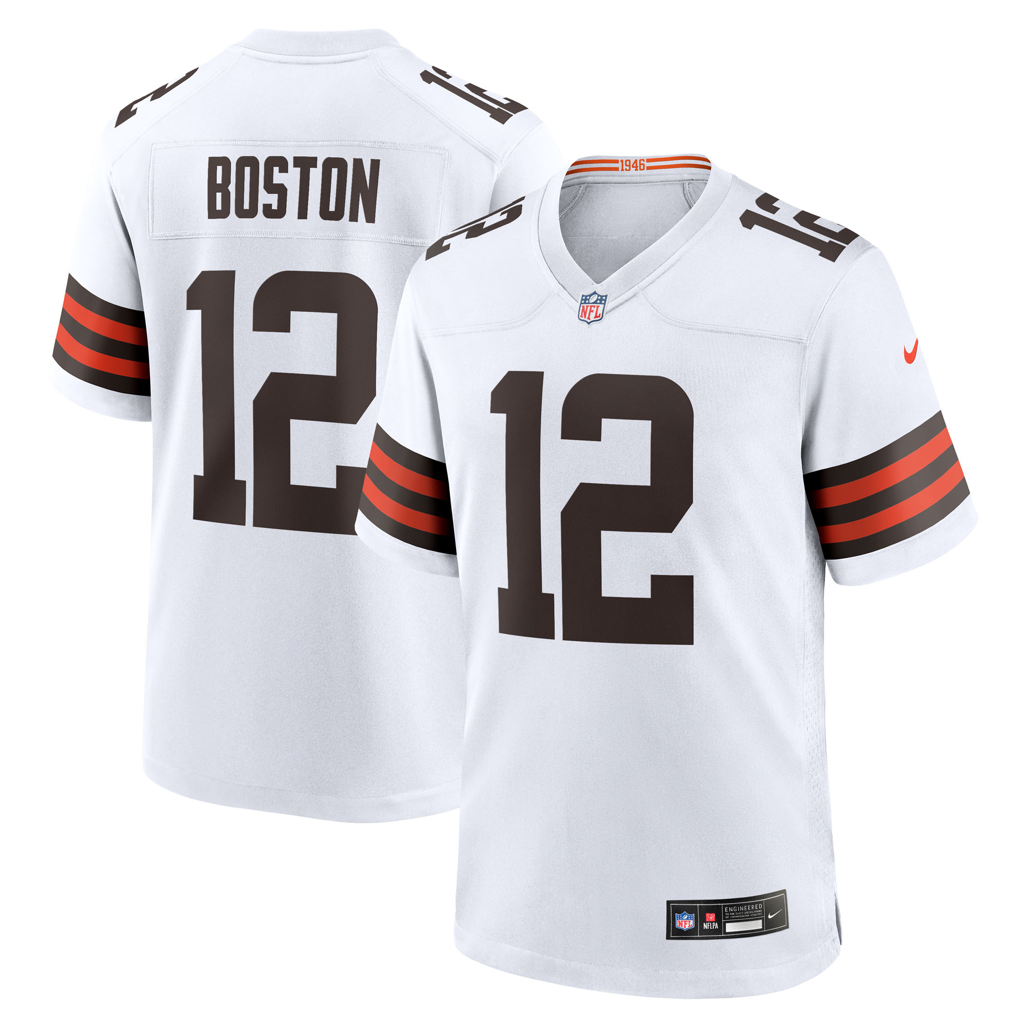 Men's Nike Denzel Boston White Cleveland Browns Game Jersey