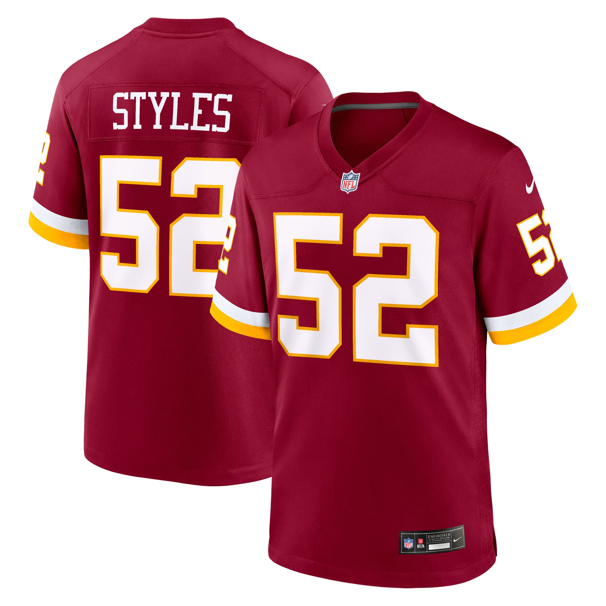 Maglia da gioco da uomo Nike Sonny Styles bordeaux dei Washington Commanders, scelta numero 7 del primo round del Draft NFL 2026.