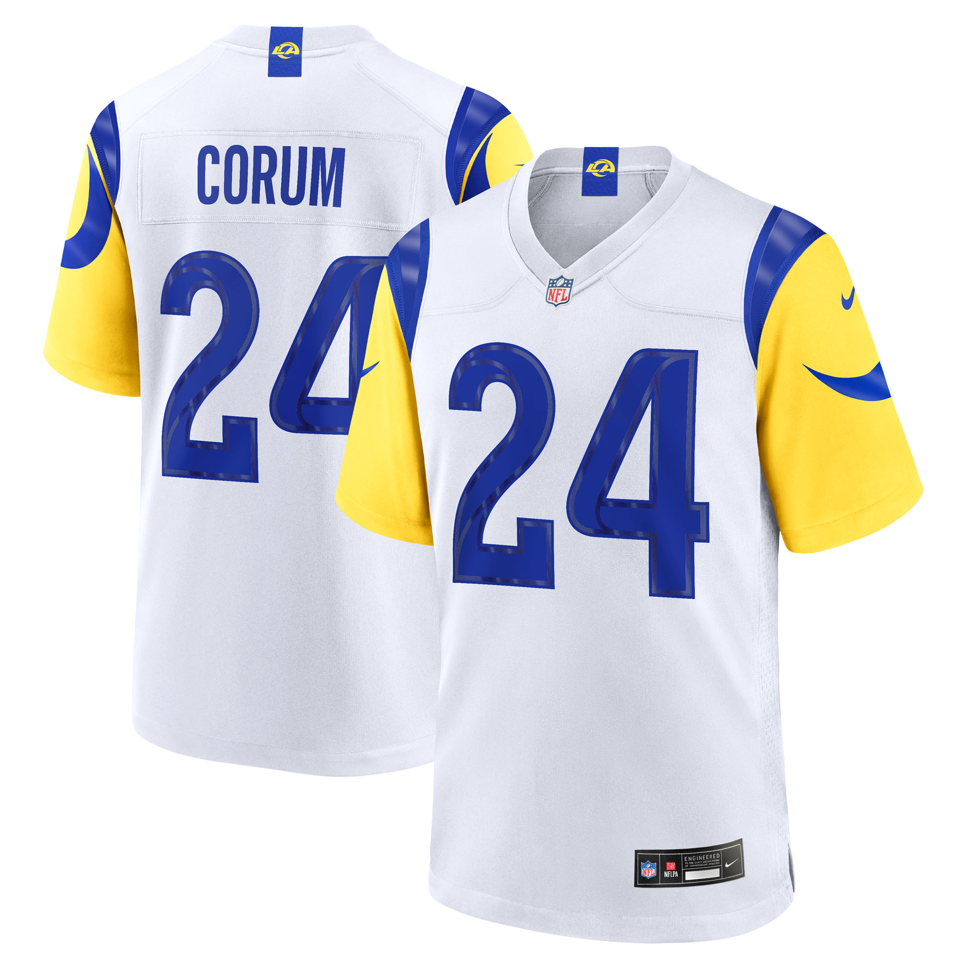 Men's Nike Blake Corum White Los Angeles Rams Game Jersey