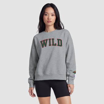 Women's Champion  Heather Gray Minnesota Wild Applique Crewneck Sweatshirt