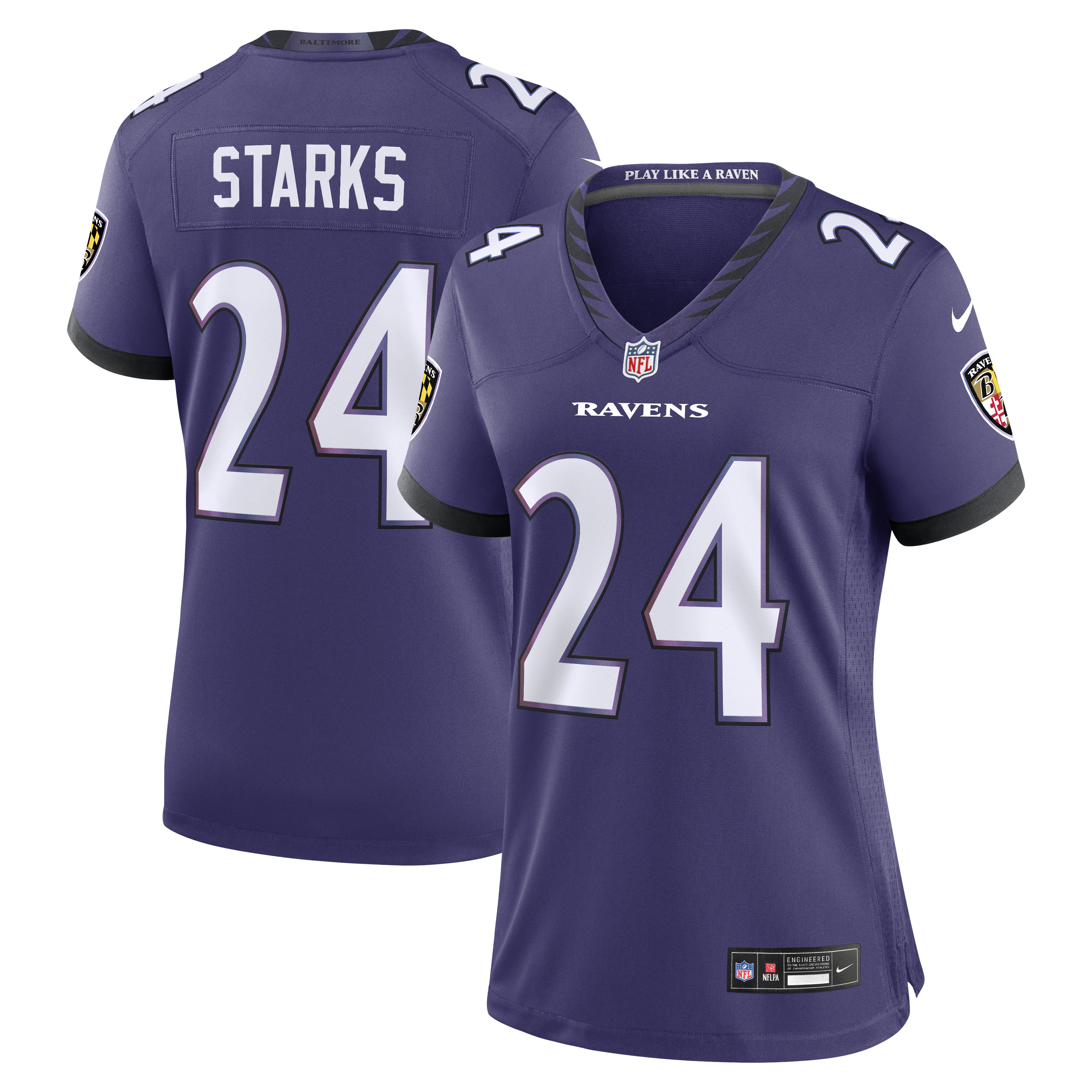 Women's Nike Malaki Starks Purple Baltimore Ravens Team Game Jersey