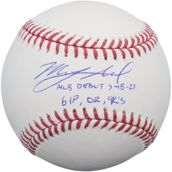 Mick Abel Minnesota Twins Autographed Baseball with MLB Debut Inscriptions - Limited Edition #10/10