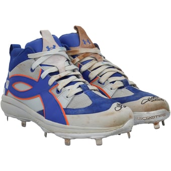 Juan Soto New York Mets Autographed Game-Used Gray/Blue Under Armour Cleats from the 2025 MLB Season - HH98516000-01