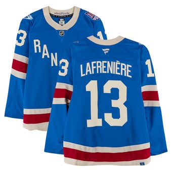 Alexis Lafreniere New York Rangers Game-Used #13 Blue Centennial Jersey vs. Carolina Hurricanes on February 5, 2026