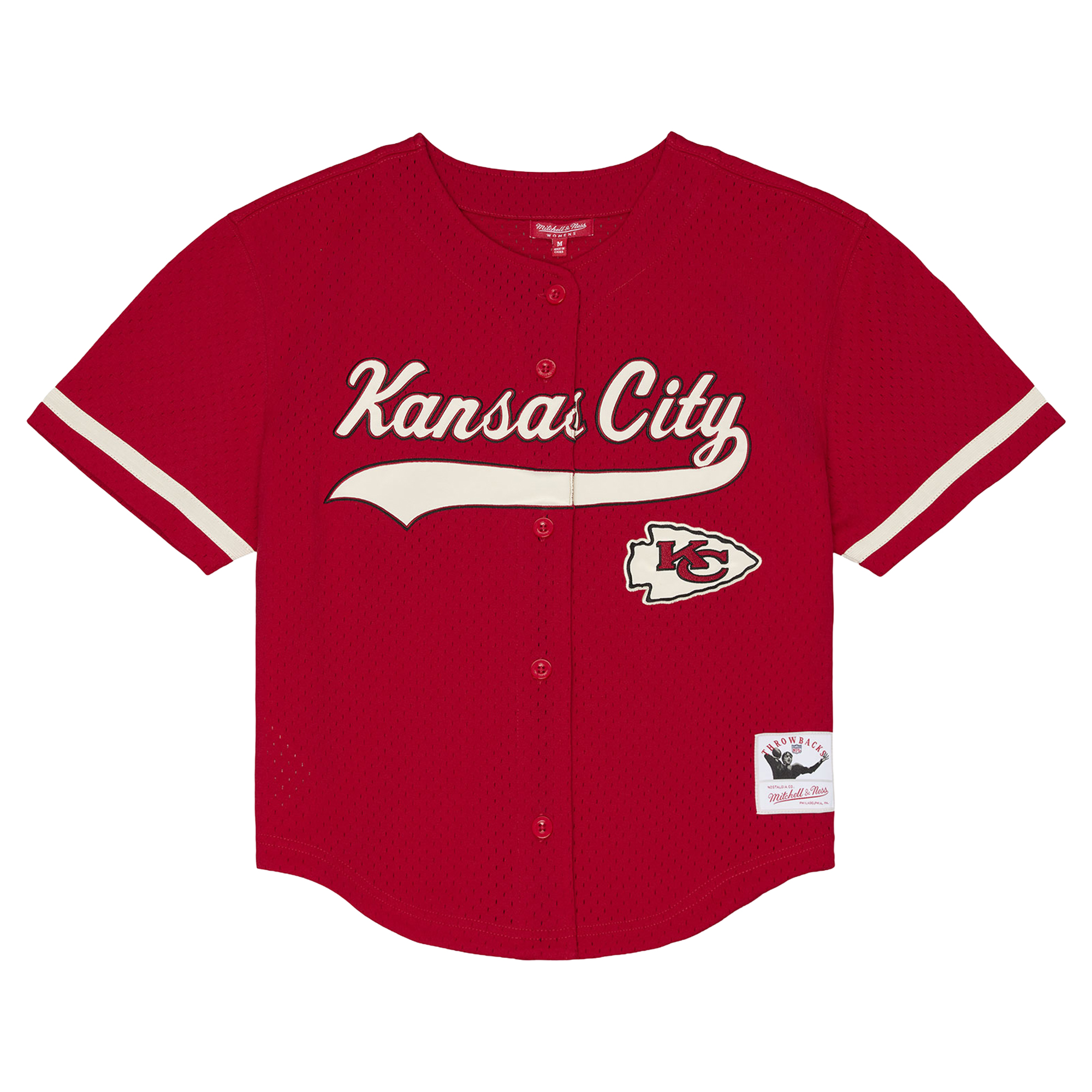 Women's Mitchell & Ness Red Kansas City Chiefs Plus Size Retro Roots Baseball Jersey