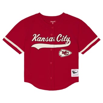 Women's Mitchell & Ness Red Kansas City Chiefs Plus Size Retro Roots Baseball Jersey
